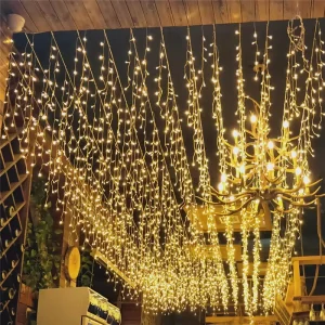 Outdoor Landscape Christmas Connectable IP44 Warm White Lights Yard Patio Holiday Decorative Fairy LED Icicle Lights