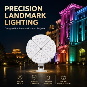 Outdoor Landscape LED Architectural Flood Light DMX512 Control IP66 Waterproof High Power Spotlight 30 Beam Angle Building