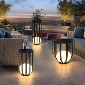 Outdoor Landscape Lights IP65 Waterproof Solar Stainless Steel PE Ball Garden Lawn Lamps 6W 1400 Lumens for Road Theme Park Use