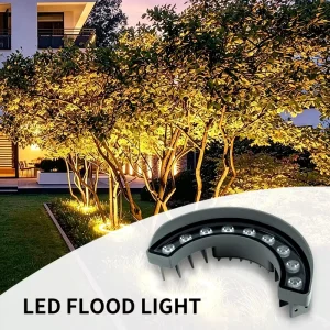 Outdoor Landscape Tile Roof Tree Lighting Curve Corrugated Spotlight Waterproof IP65 Aluminum Crescent LED Flood Light