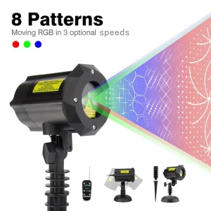 Outdoor Laser Lights Moving 3 Color Starry Sky RF Control Dustproof Waterproof DC Powered Garden Holiday Christmas
