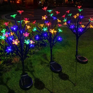 Outdoor Lighting Solar Panel Powered Waterproof LED Color Changing Solar Garden Rose Decorative Lights