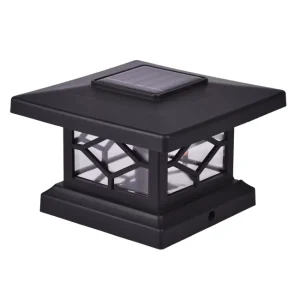 Outdoor Modern Black Plastic Pillar Lights IP44 Waterproof LED Warm White Garden Solar Light with 1 Year Warranty