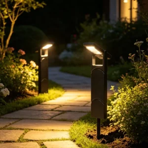 Outdoor Modern Solar Lawn Light Tri Color Adjust IP65 Waterproof Solar Pathway Lights for Garden Walkway Patio Yard