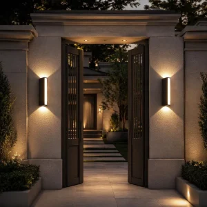 Outdoor Modern Strip Wall Lamp IP65 Waterproof 3000K Double Head Up and Down Black Aluminum Wall Lamp