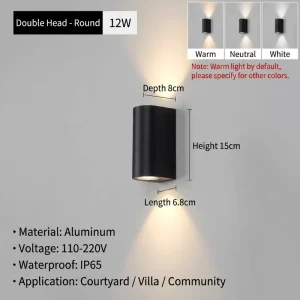 Outdoor Motion Sensor Wall Light IP65 Waterproof Aluminum LED for Garden and Corridor Use