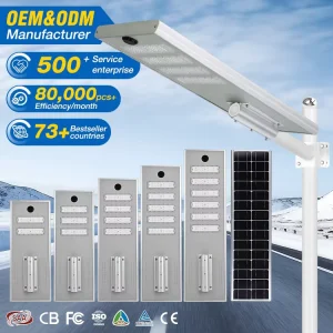 Outdoor Municipal Engineering Street Lighting IP66 Aluminum 50W 100W 150W 200W 250W Integrated LED Solar Road Light