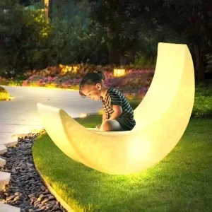 Outdoor PE Waterproof LED Moon Light Solar RGB Garden Terrace Decoration Garden Christmas Festivals Decoration Lamp