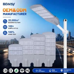 Outdoor Park Lighting Fixture Gray Aluminum LED Street Light 100W 150W 200W 250W