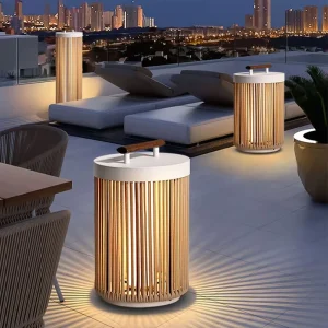 Outdoor Patio Garden Rattan Solar Lights Solar Powered LED Decoration Woven Outdoor Light Lantern for Courtyard Backyard