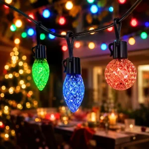 Outdoor Patio Lights with RGBIC String Lights and Music Sync Scenes for Resort Villa Landscape Decoration Lighting Decor