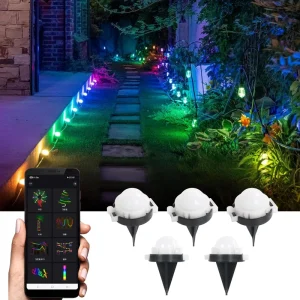 Outdoor Permanent Smart Path Way Light RGB Colorful 25ft Christmas Light Set Festival Ground Lightstring