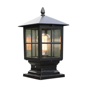Outdoor Pillar Solar Lamp Warm White Induction Pillar Top Square Pillar Lamp
