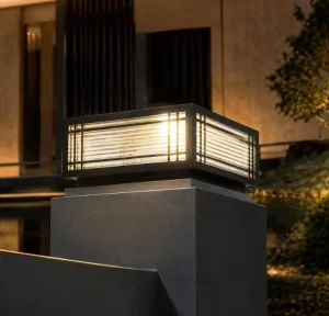 Outdoor Post Cap Lights Modern Square Fence Pillar Lamps with Stainless Steel Housing E26 E27 for Courtyard and Deck