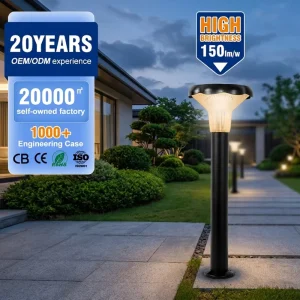 Outdoor Post Lamp Multiple Control Methods LiFePO4 Battery Waterproof IP65 30W LED Solar Garden Light