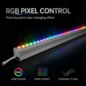 Outdoor Programmable DMX512 RGBW LED Ra90 CRI Dimmable Aluminum Linear Wall Washer IP65