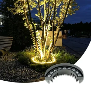 Outdoor RGB Color Palm Tree Ring Light IP65 Waterproof Park Garden Flood Spotlight Landscape Pole Post Coconut Hug Tree Lamp