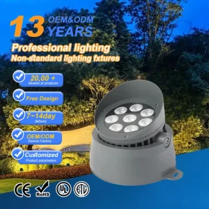 Outdoor RGBW 36W COB LED Flood Light Projectors IP66 Die cast Aluminum High Brightness Landscape Warm Cool 6000K Tempered Glass