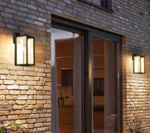 Outdoor Retro Wall Lamp Black Aluminum Frame Glass Shade LED Patio Wall Light
