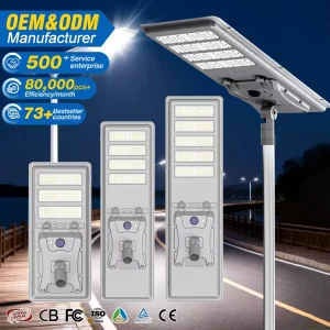 Outdoor Road IP66 Waterproof Lamp SMD 40Watt 60Watt 80Watt 100Watt All in One Integrated LED Solar Street Light