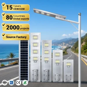 Outdoor Road Lamp IP65 Waterproof 50W 100W 150W 200W Integrated All-in-One LED Solar Street Light