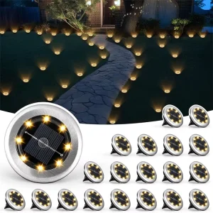 Outdoor Solar 8LED Stainless Steel Dual Color Temperature Underground Light for Courtyard Lawn Road Garden Floor Use