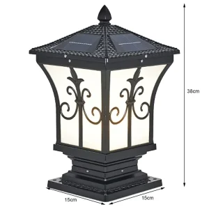 Outdoor Solar Column Pillar Lamp Waterproof Garden Pillar Light Antique Victorian Style