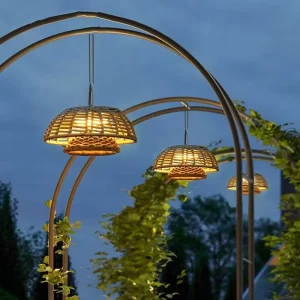 Outdoor Solar Courtyard Light Hanging Waterproof Decorative Light Rattan Chandelier Outdoor Waterproof Lights