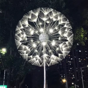 Outdoor Solar Dandelion Flower Street Garden Motif Lawn Light LED Fiber Optic Dandelion Light