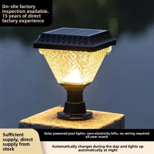 Outdoor Solar Fence Post Cap Light, Garden Villa Courtyard Wall Lamp, Waterproof Gate Landscape Ground Insert LED Light