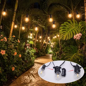 Outdoor Solar Festoon Garden Lighting G45 String Light 100m 50m 20m 15m