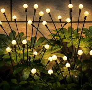 Outdoor Solar Firefly Garden Decor Light Fairy Tale Courtyard IP65 Waterproof Stainless Steel LED Firefly Lamp 360