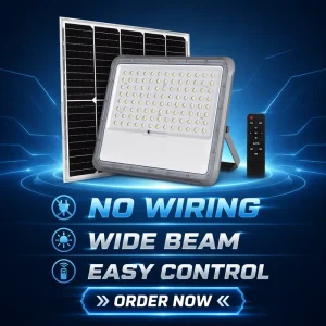 Outdoor Solar Flood Light 100W 400W IP65 Marine Aluminum for Garden & Road Applications