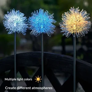 Outdoor Solar Garden Lights IP65 Waterproof Dandelion Lamps Ambient Floor and Road Use Aluminum Wire Globe Lamps