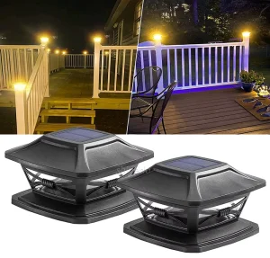 Outdoor Solar Garden Post Cap Fence Light LED Power Column Cap Head Path Lamp Waterproof