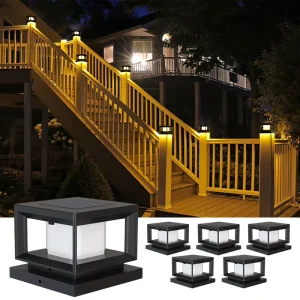Outdoor Solar Garden Post Cap Fence Light Led Solar Power Column Cap Head Path Lamp Waterproof Solar Pillar Lights