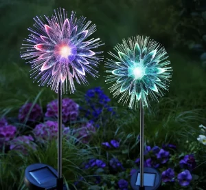 Outdoor Solar LED Changing Flower Garden Stake Light IP67 Waterproof Battery Powered