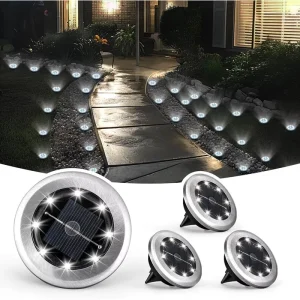 Outdoor Solar LED Floor 8-LED ABS IP44 Waterproof 6000K Daylight 3-Year Warranty for Garden Path Lawn