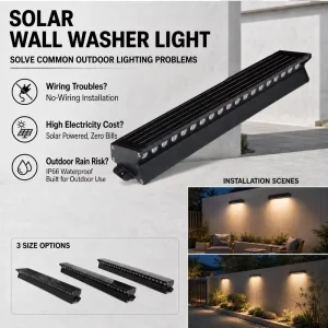 Outdoor Solar LED Wall Washer IP65 Waterproof 1080 Lumen Remote Dimmable Wall Lamp