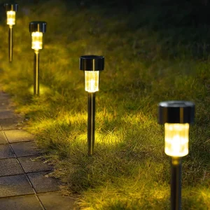 Outdoor Solar Lamp 12 Pieces Stainless Steel Waterproof Garden Walkway Lawn Light