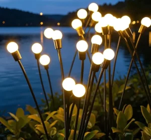 Outdoor Solar Light Patio Lamp firefly Light White ball sway String Light stake Lamp for Porch, Yard, Garden, Lawn Decorations