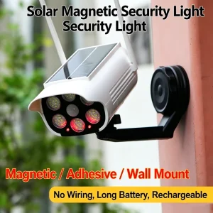 Outdoor Solar Motion Sensor Light Magnetic Mount Waterproof Security Lamp Fake CCTV Camera Garden Wall Light,IP65
