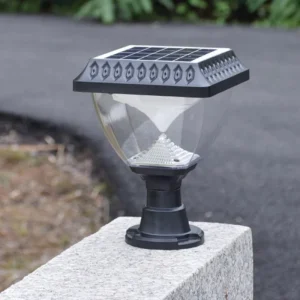 Outdoor Solar Post Cap Light RGB IP65 Waterproof Dimmable LED Pillar Lamp 18650 Battery Powered for Residential Garden Hotel
