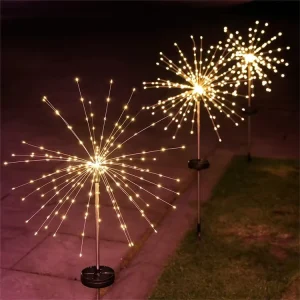 Outdoor Solar Powered Firework Lights Waterproof Garden Pathway Light for Home Yard Driveway Lawn Roadway Path