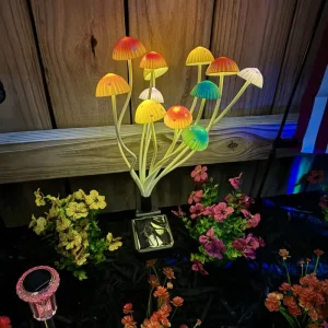 Outdoor Solar Powered Ground Light IP65 Waterproof 12 Heads Led Swaying Mushroom Lamp Solar Mushroom Garden Light