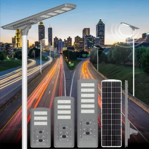 Outdoor Solar Powered LED Street Light IP65 Built-in Motion Detector Auto Activate at Dusk for Yard Road Garden