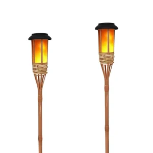 Outdoor Solar Powered Mini Flame Lantern LED Torch Light Hexagonal Palace Design Inductive Control for Garden Decoration