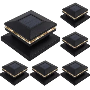 Outdoor Solar Powered Pillar Culumn Caps Lamp Solar Post Cap Light for Wooden Fence Deck Patio