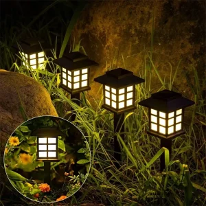 Outdoor Solar Powered Waterproof LED Garden Lantern for Pathway Patio Lawn Landscape