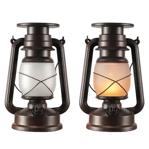 Outdoor Solar Rechargeable Retro LED Camping Light Flickering Flame and Constant White Light Solar Lantern